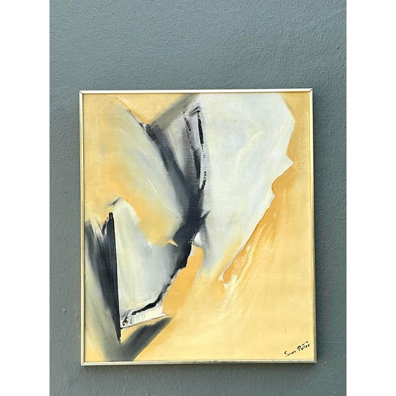 Vintage Original Abstract Oil Painting on Canvas - Side view