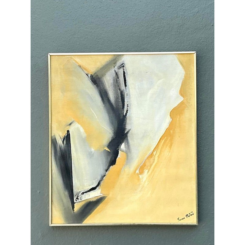 Vintage Original Abstract Oil Painting on Canvas - Back view