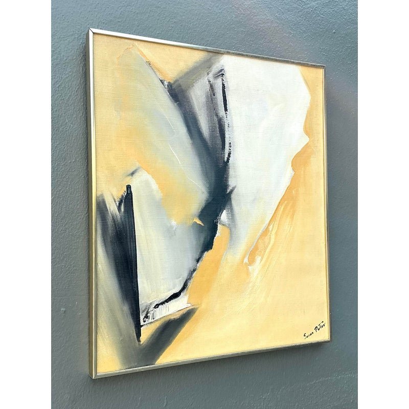 Vintage Original Abstract Oil Painting on Canvas - Top view