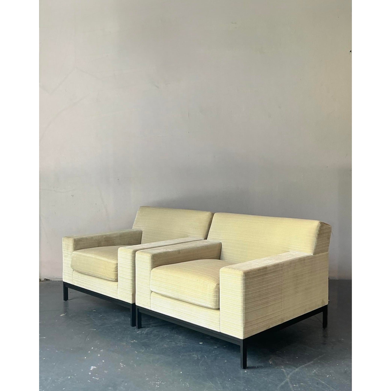 Vintage Boho Christian Liagre Upholstered Arm Chairs - A Pair - Side view