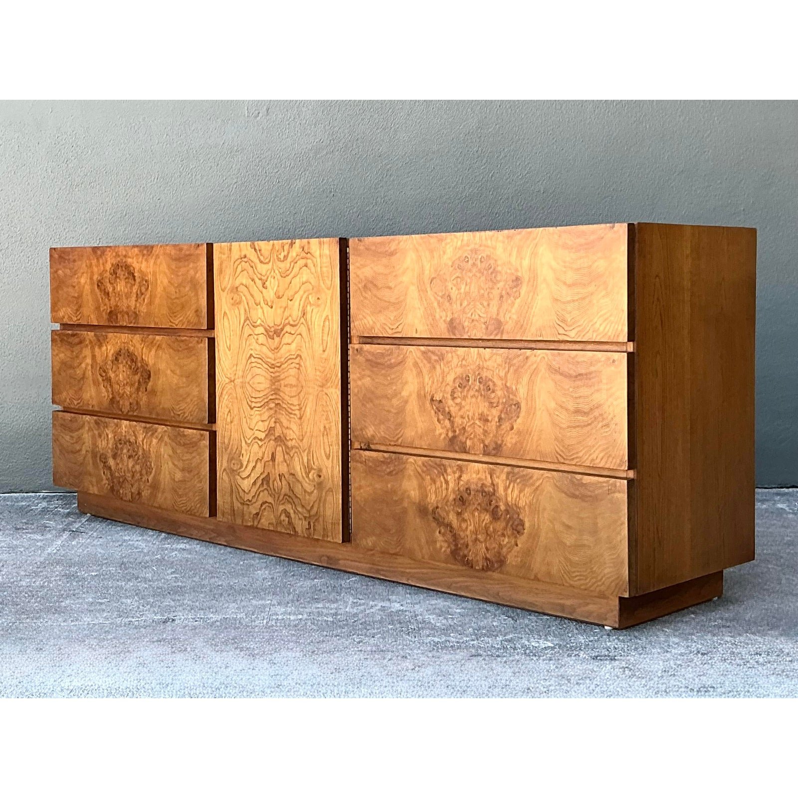 Vintage Lane Book Matched Burl Wood Credenza - Back view