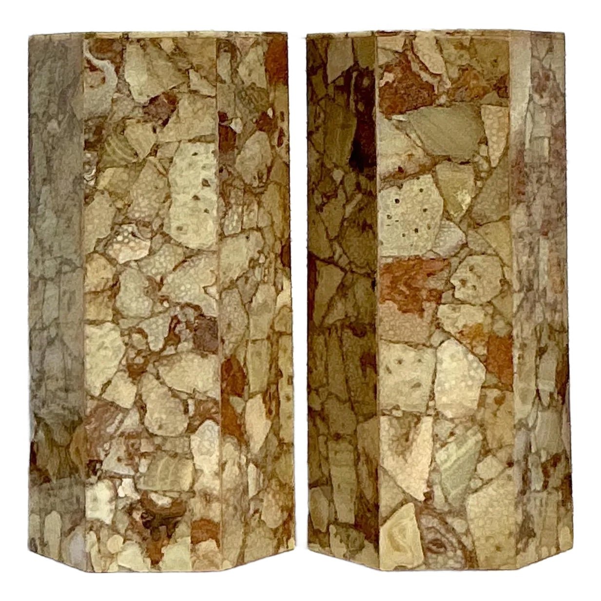 Vintage Boho Octagon Onyx Pedestals - A Pair