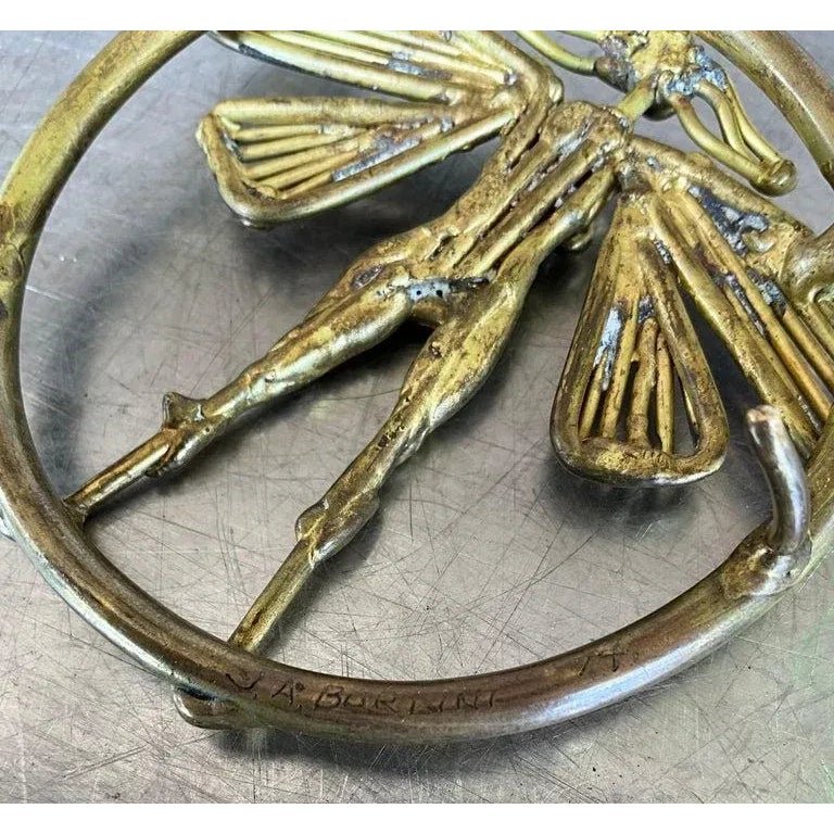 Vintage Mid Century Modern Belt Buckle Signed by Joseph Burlini - Top view