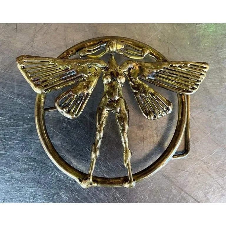 Vintage Mid Century Modern Belt Buckle Signed by Joseph Burlini - Back view