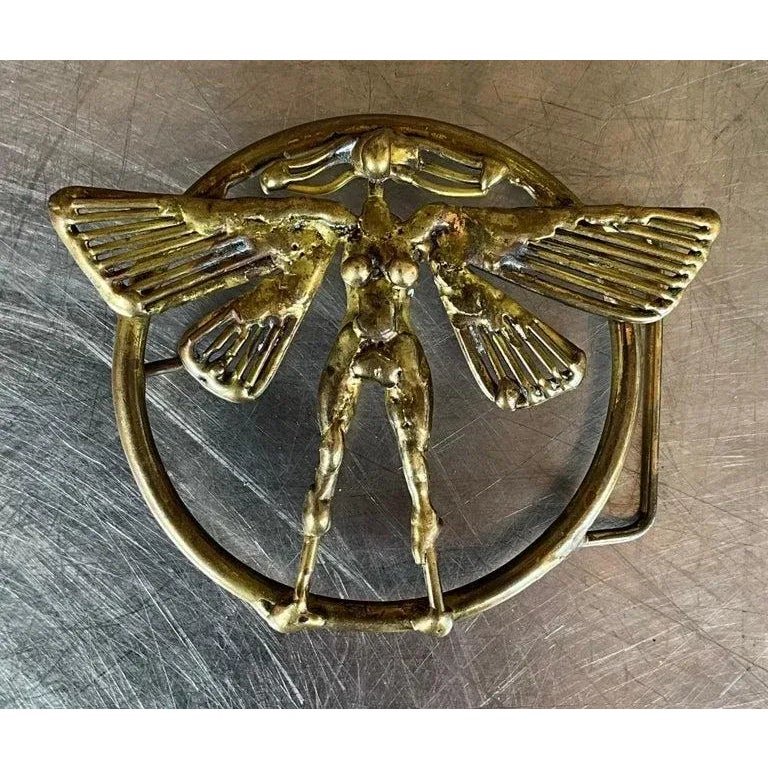 Vintage Mid Century Modern Belt Buckle Signed by Joseph Burlini - Side view