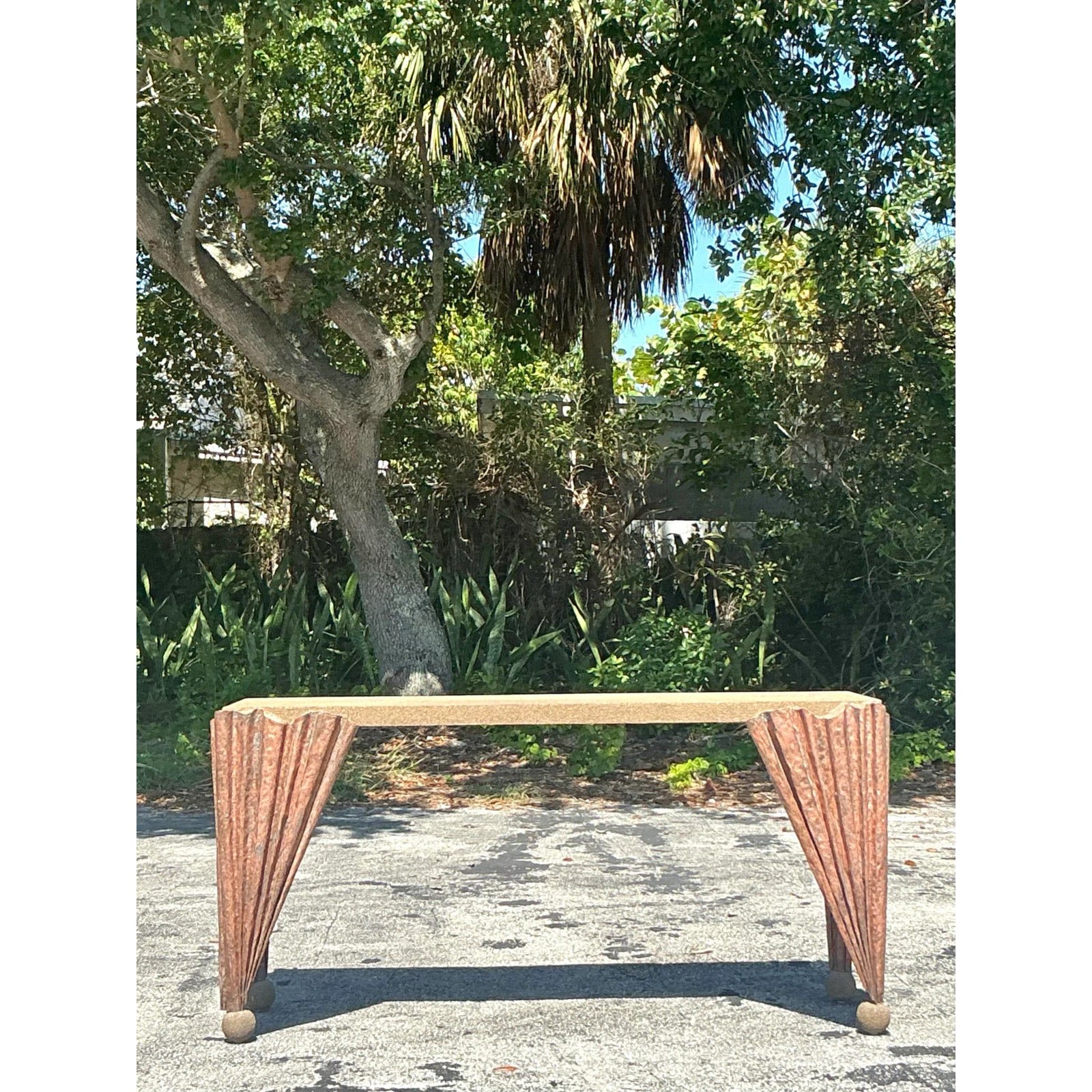 Vintage Postmodern Draped Console Table - Back view