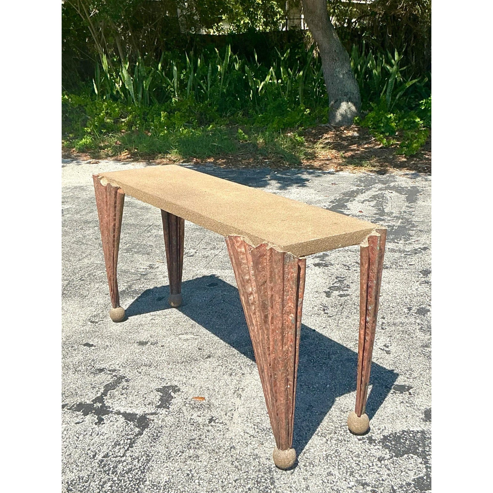 Vintage Postmodern Draped Console Table - Top view
