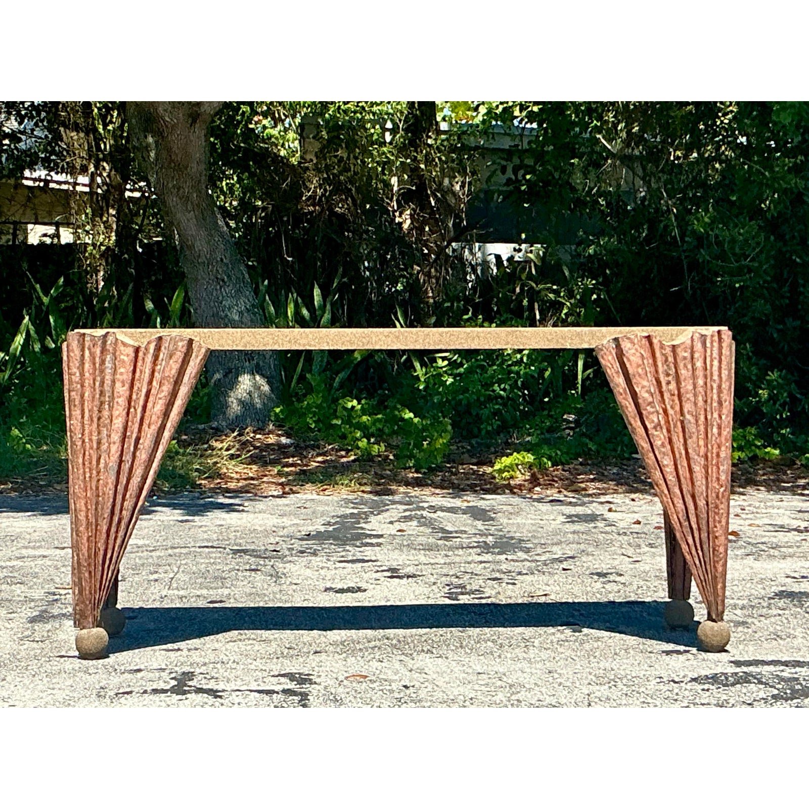 Vintage Postmodern Draped Console Table - Detail view