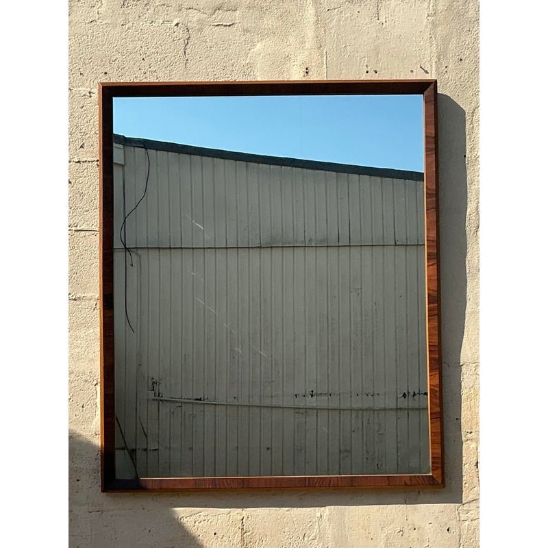 Vintage Mid-Century Modern Burl Wood Mirror - Detail view