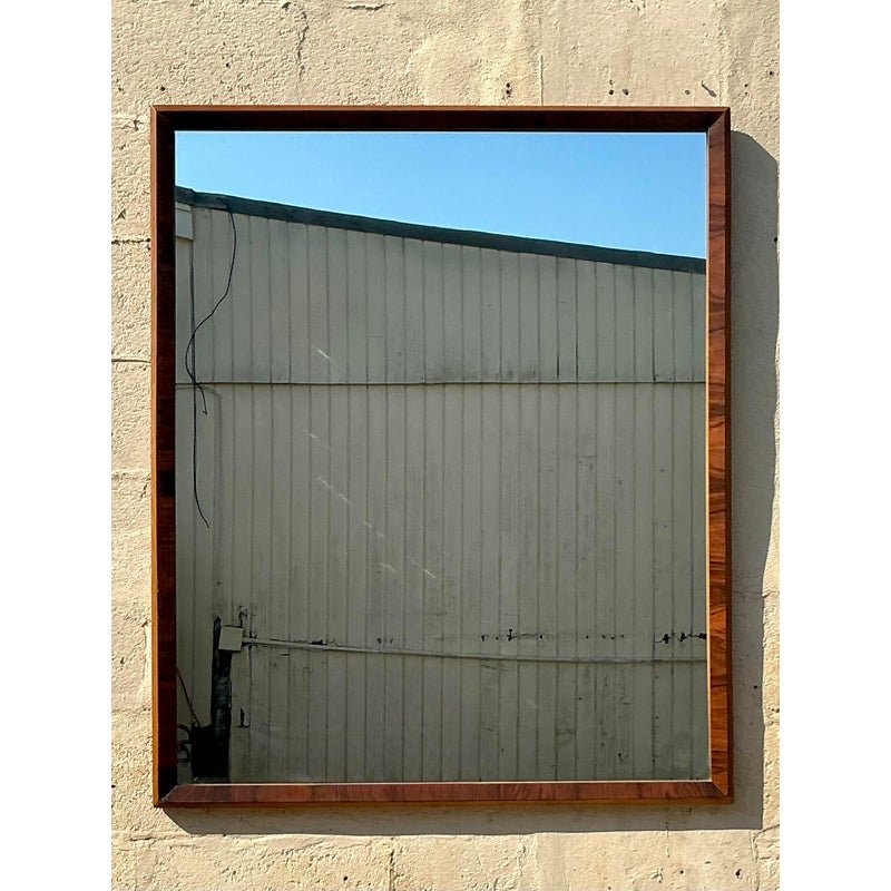 Vintage Mid-Century Modern Burl Wood Mirror - Side view