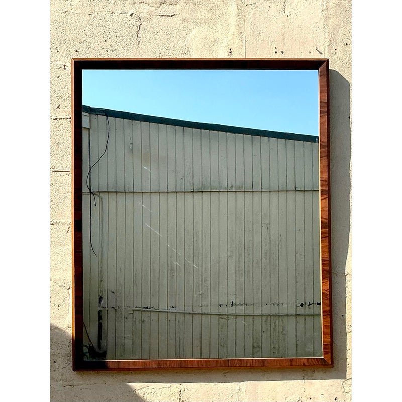 Vintage Mid-Century Modern Burl Wood Mirror - Back view