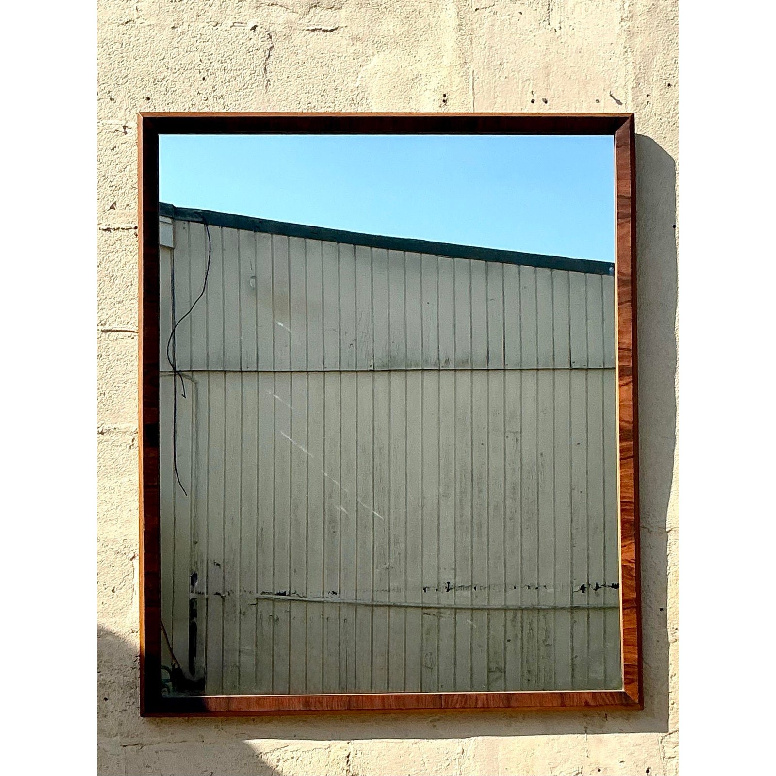 Vintage Mid-Century Modern Burl Wood Mirror - Top view