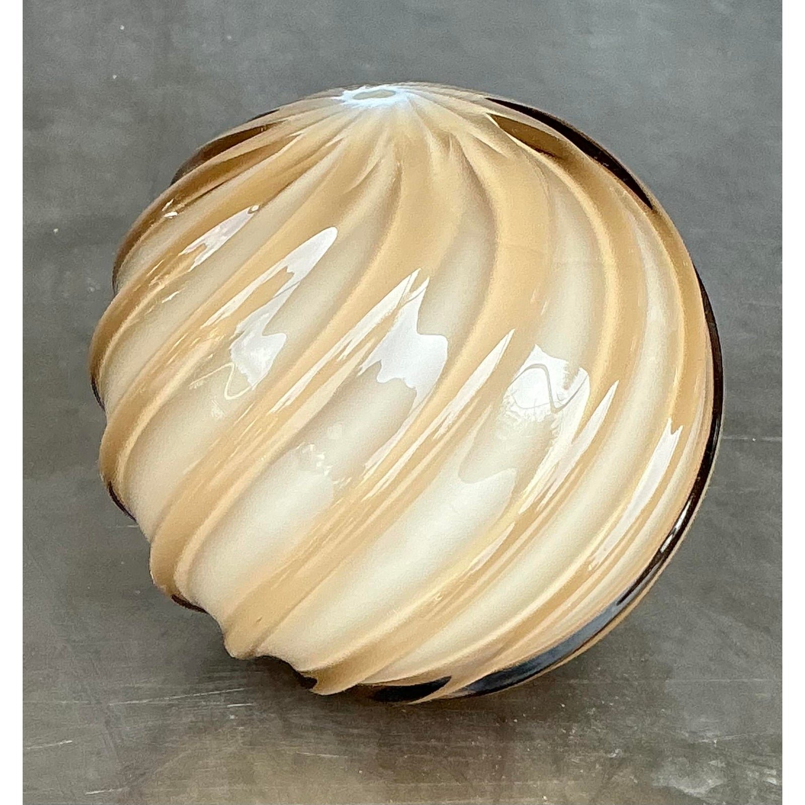 Vintage Regency Blown Glass Swirl Sphere - Detail view