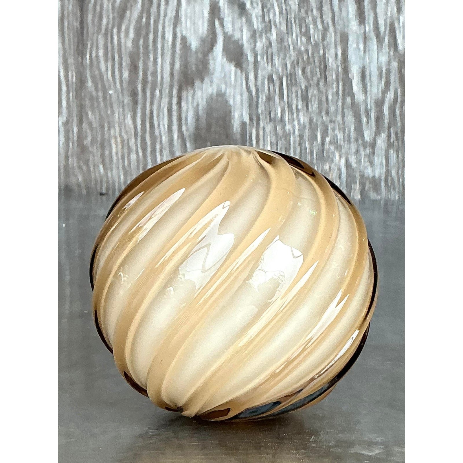 Vintage Regency Blown Glass Swirl Sphere - Back view