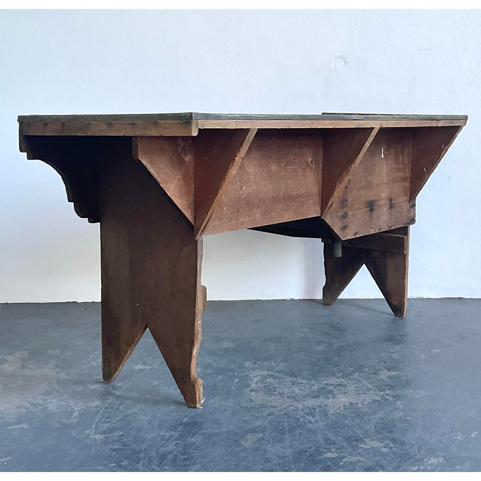 Vintage Primitive Patinated Copper Dry Sink - Detail view