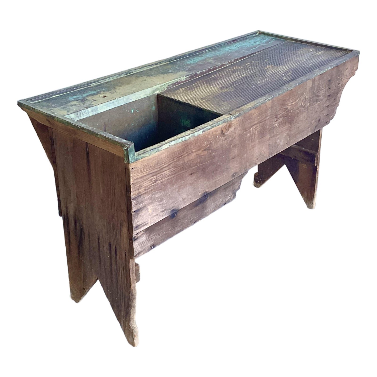 Vintage Primitive Patinated Copper Dry Sink