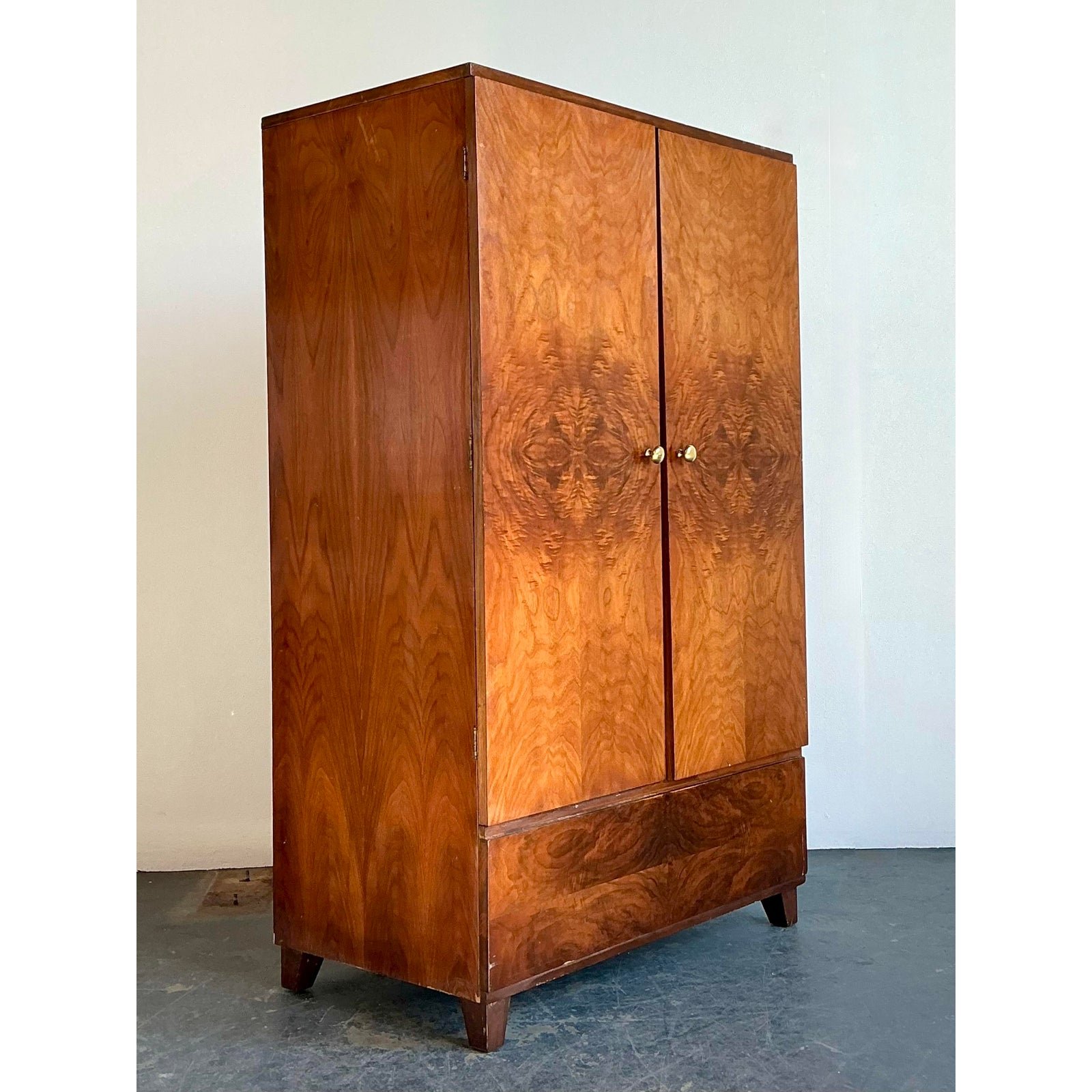 Vintage Burl Wood Armoire - Side view