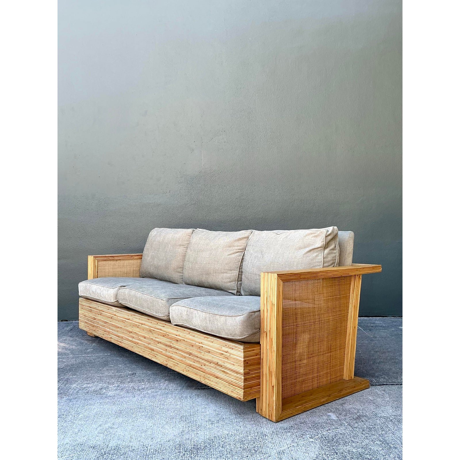 Vintage Lane Pencil Reed and Cane Sofa - Detail view