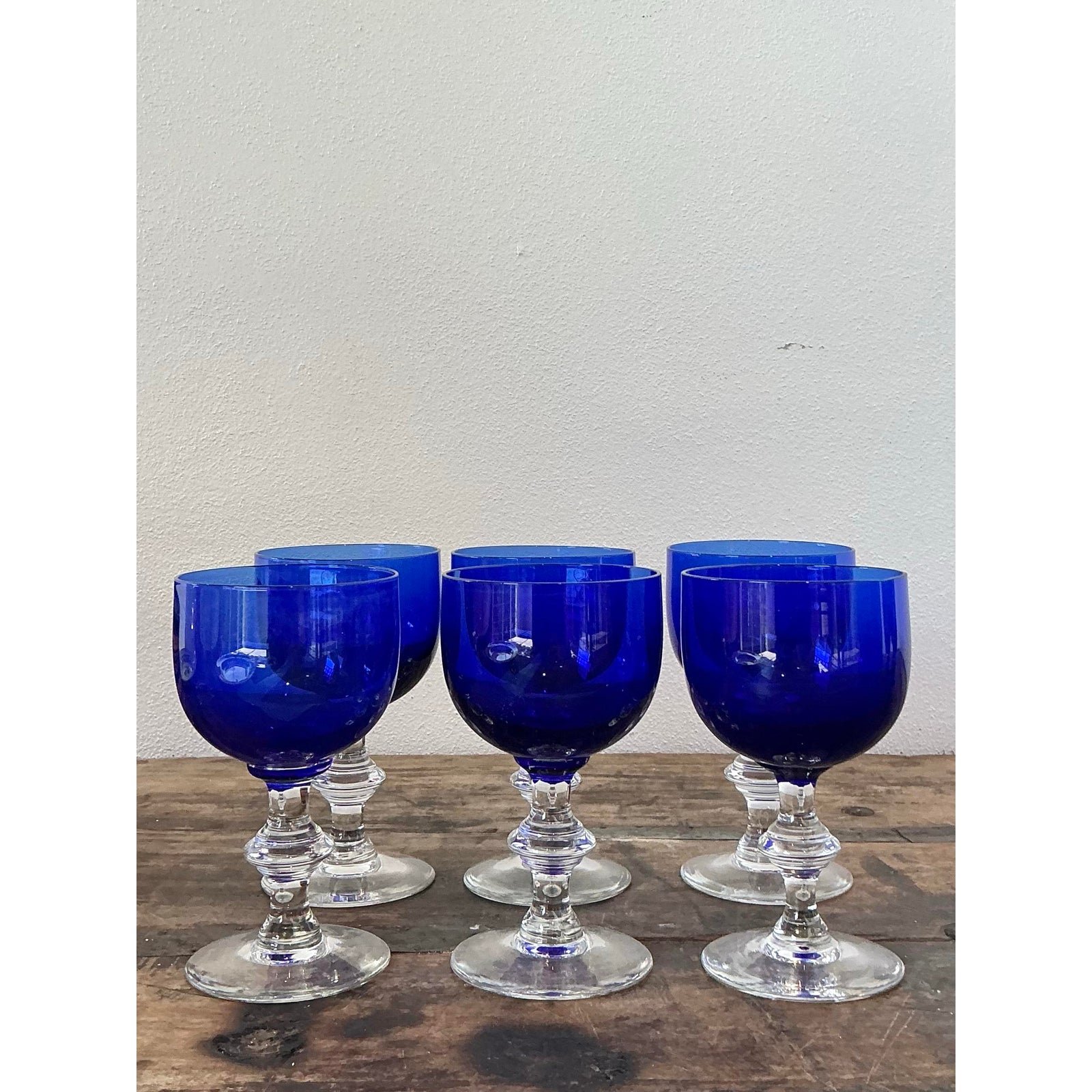 Vintage Cobalt Blue Stemware - Set of 6 - Detail view