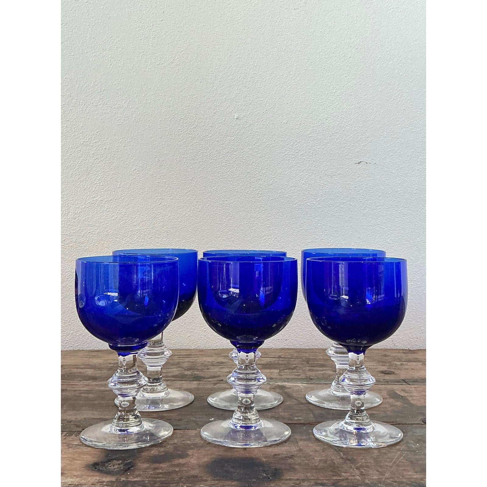 Vintage Cobalt Blue Stemware - Set of 6 - Side view