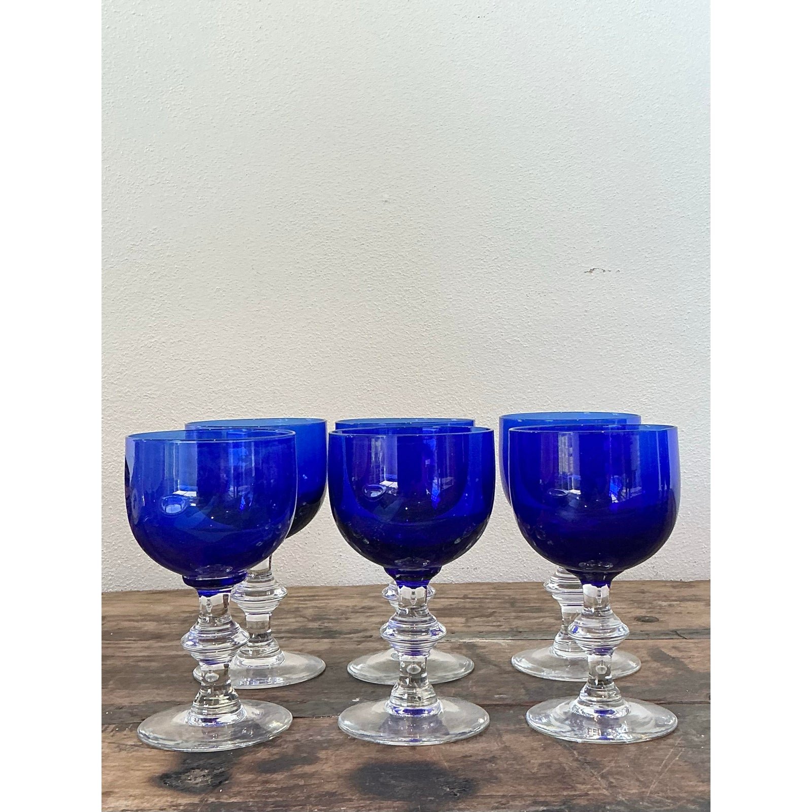 Vintage Cobalt Blue Stemware - Set of 6 - Back view