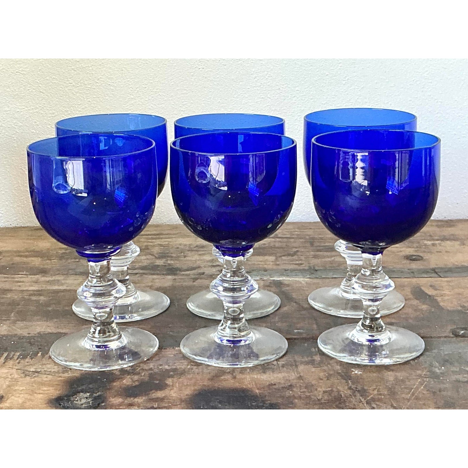 Vintage Cobalt Blue Stemware - Set of 6 - Top view