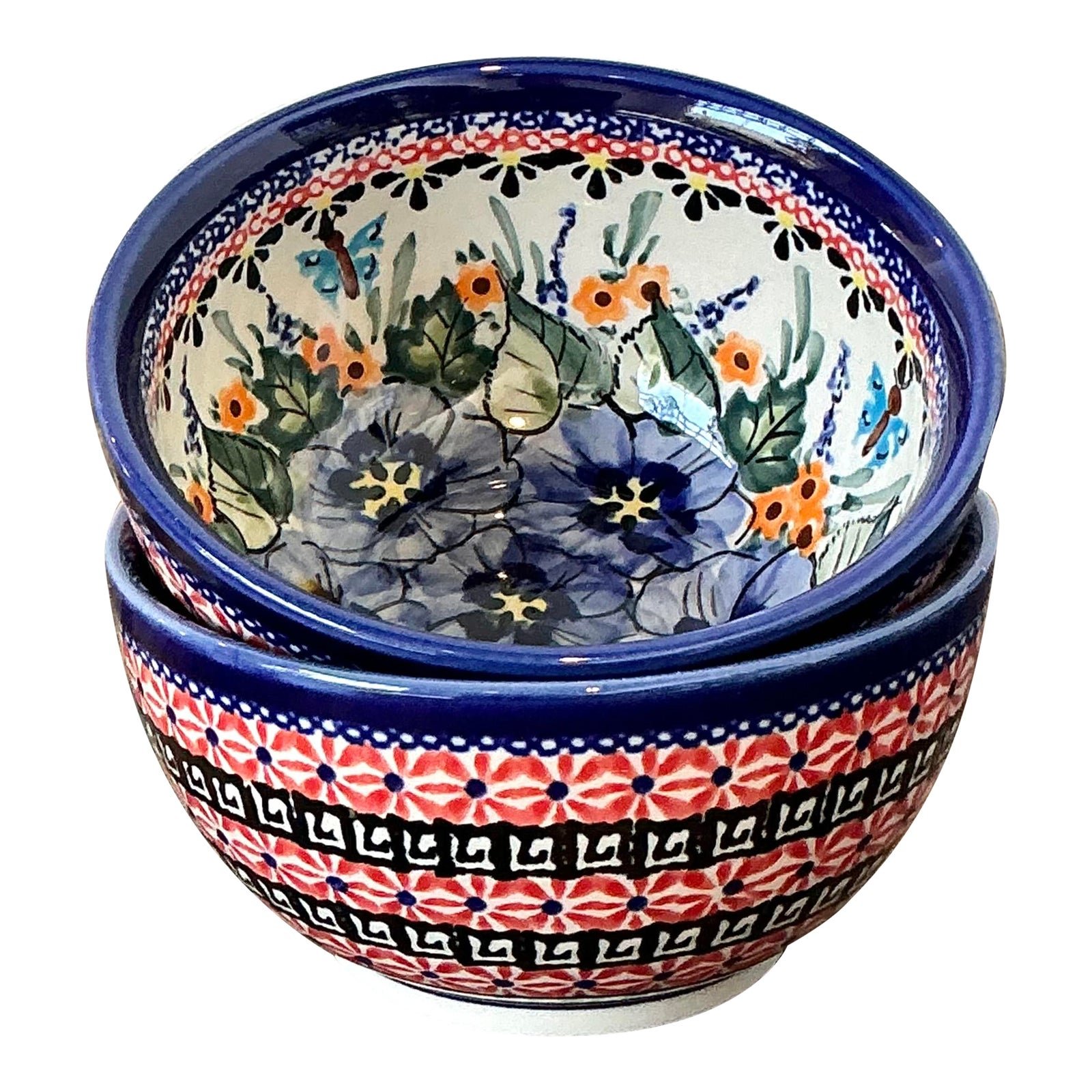 Vintage Polish Hand Painted Ceramic Bowls - Set of 2