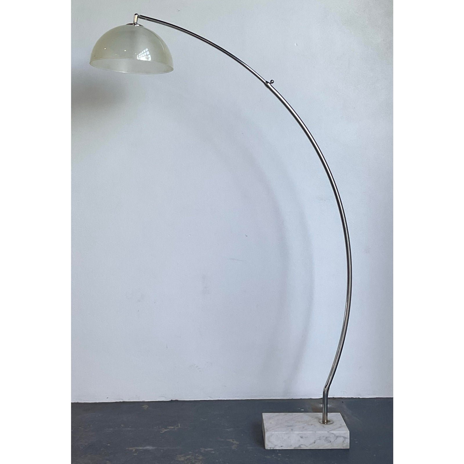 Vintage Chrome and Glass Arc Lamp - Side view