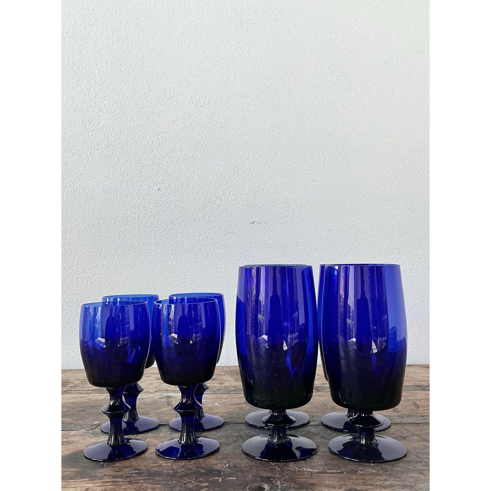 Vintage Cobalt Stemware - Set of 8 - Side view