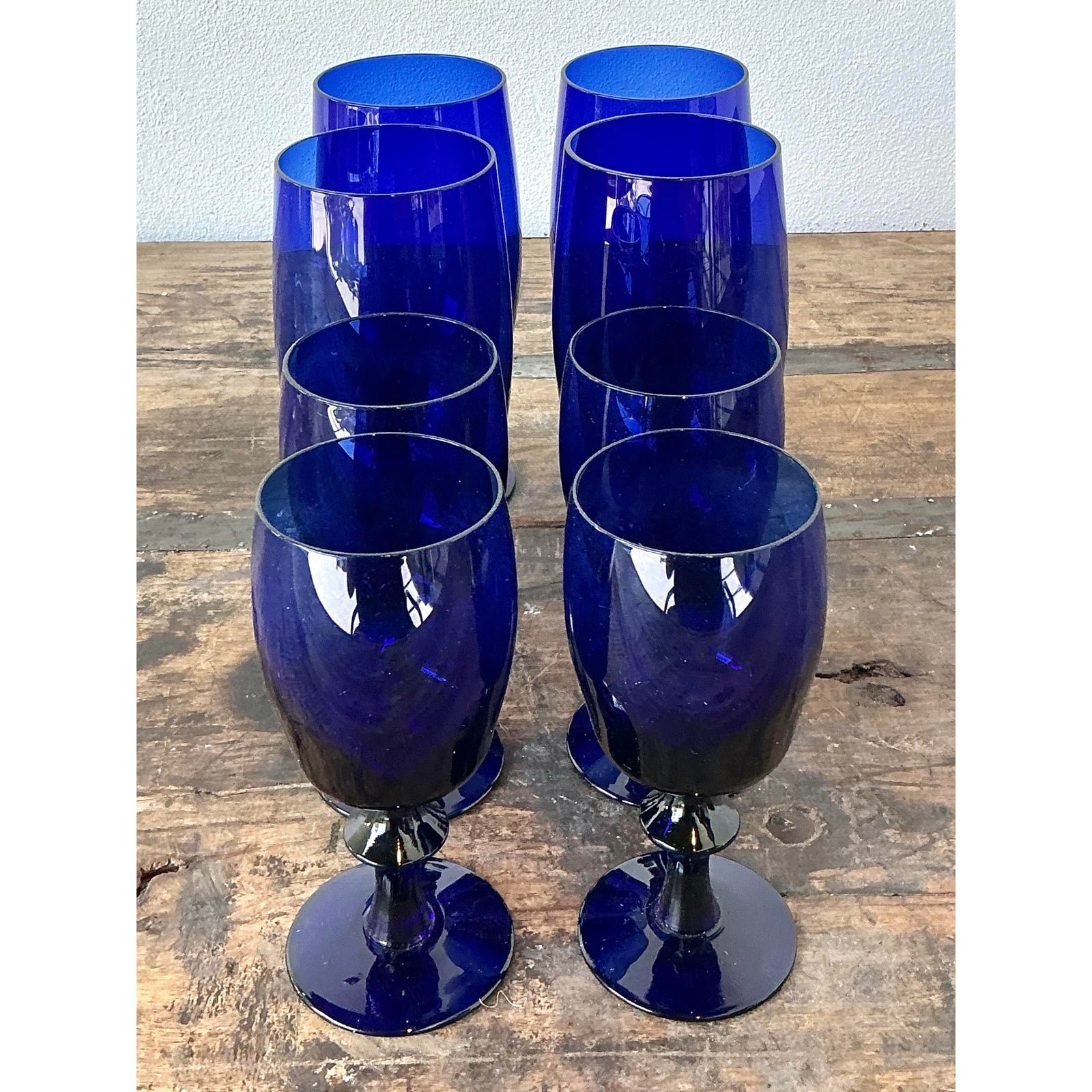 Vintage Cobalt Stemware - Set of 8 - Top view