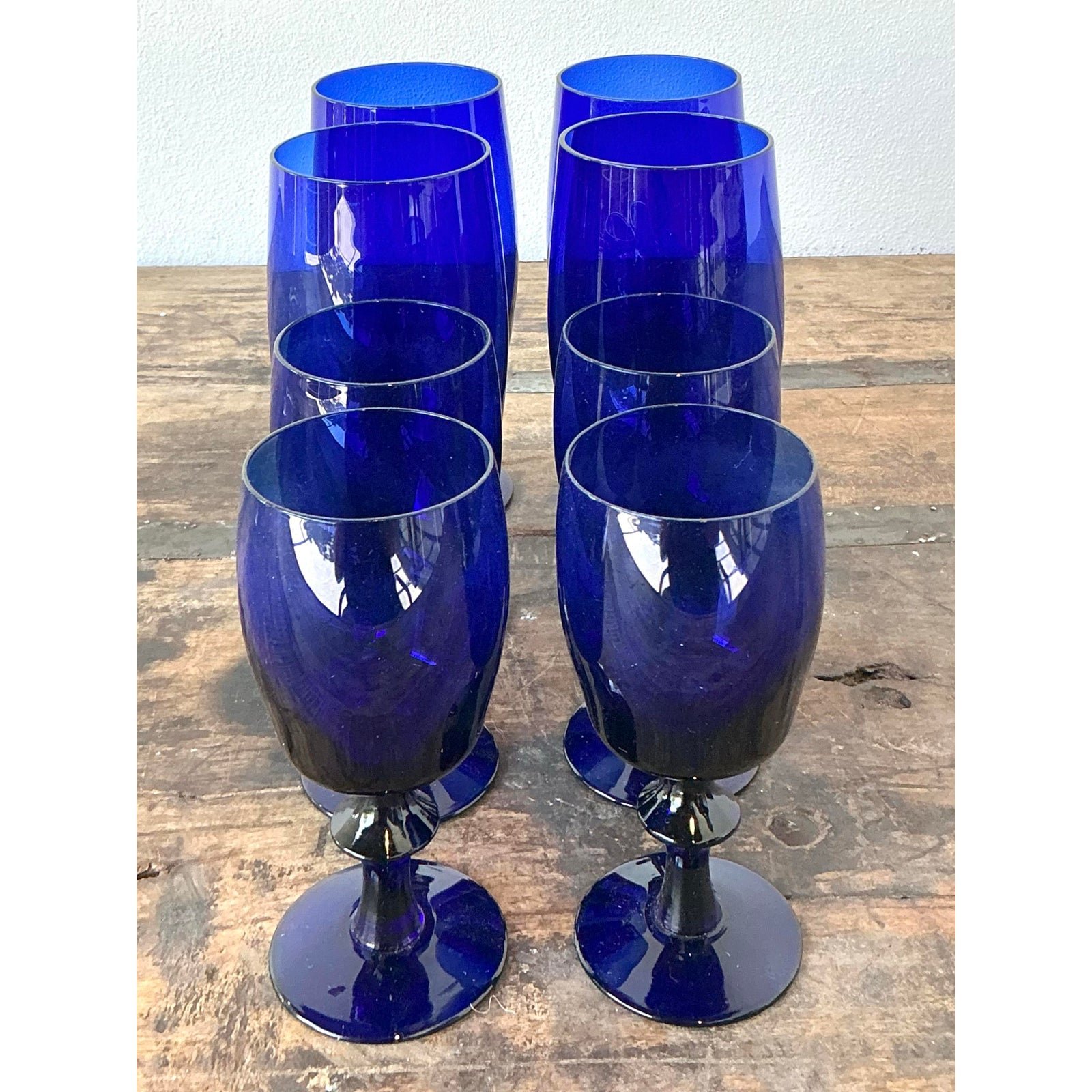 Vintage Cobalt Stemware - Set of 8 - Back view