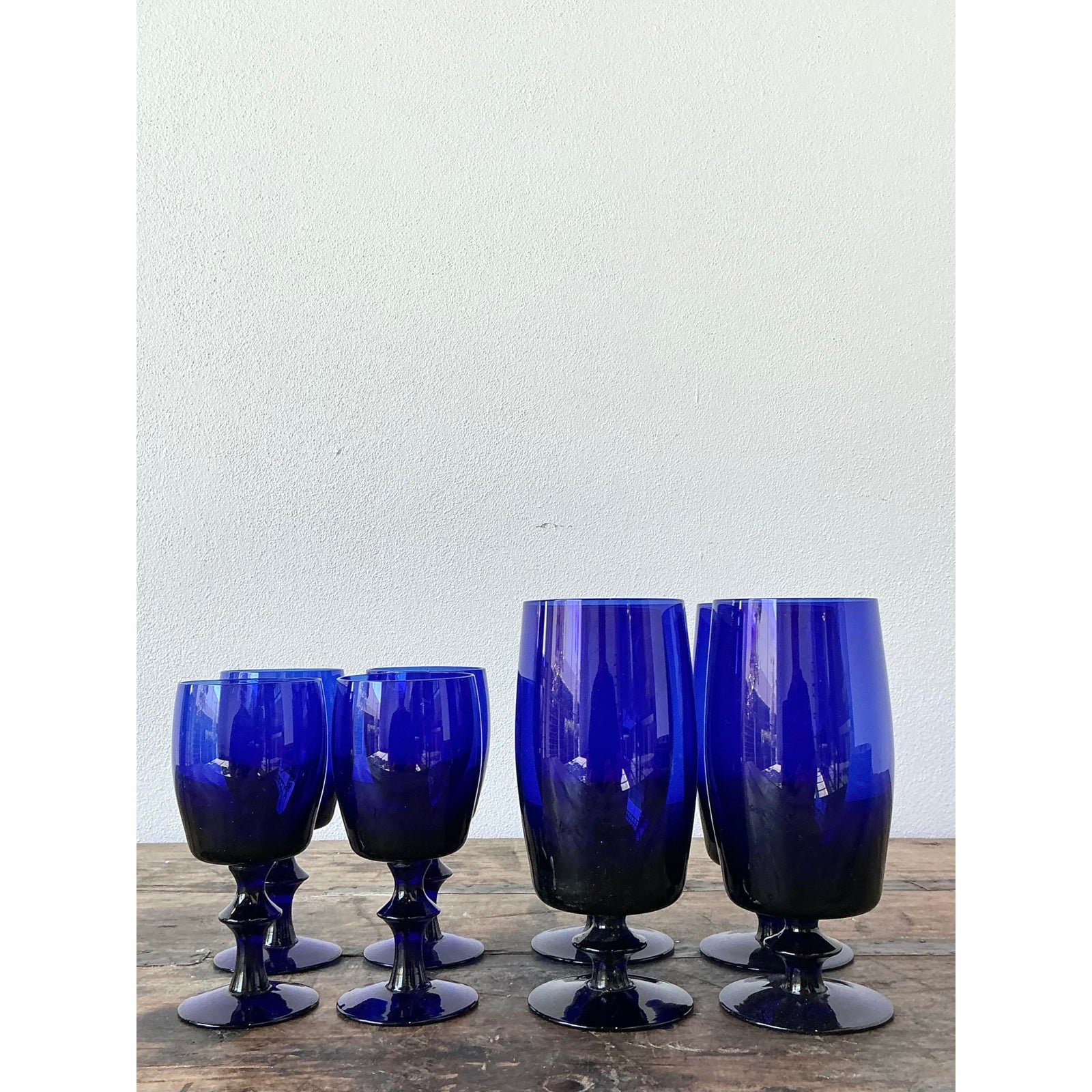 Vintage Cobalt Stemware - Set of 8 - Detail view