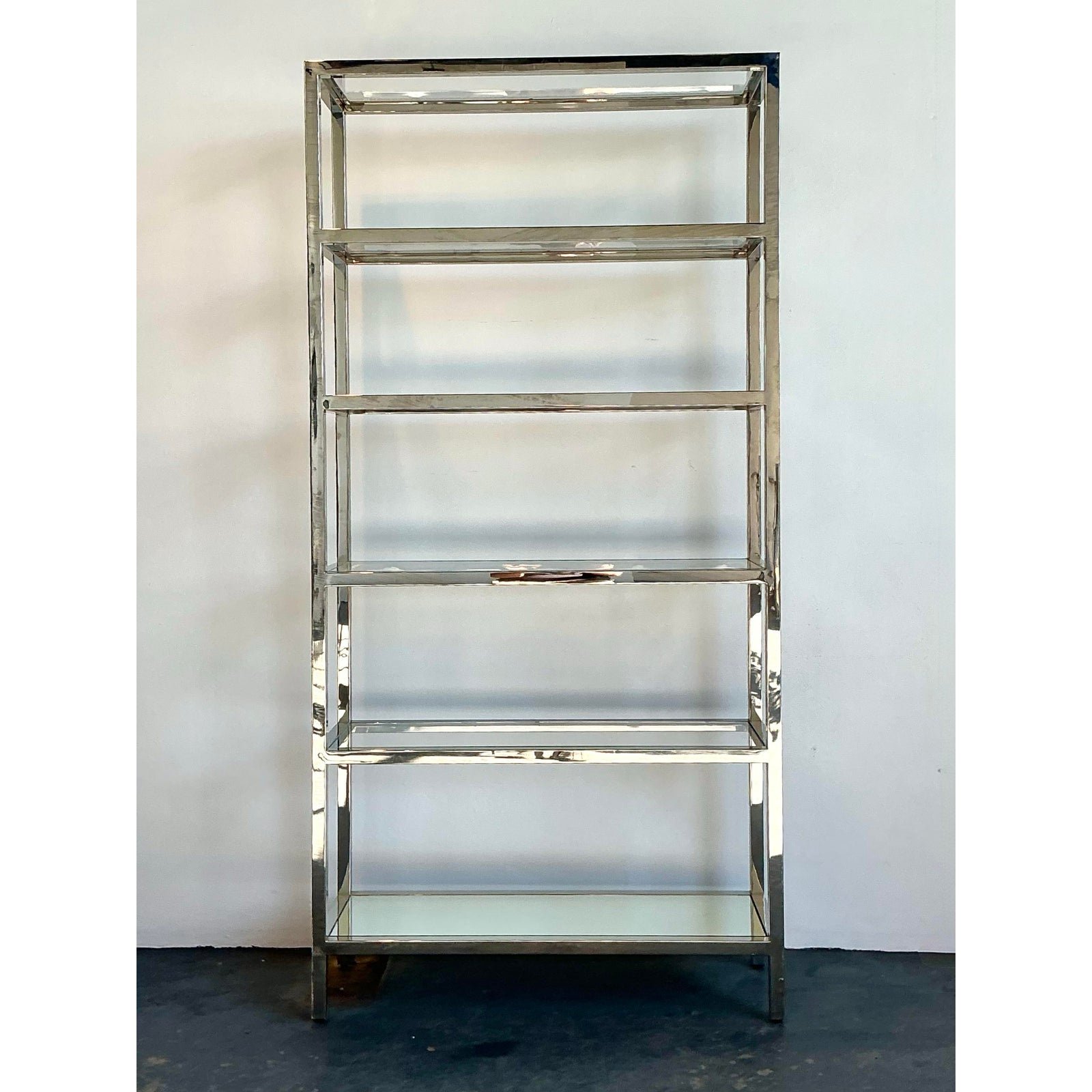 Vintage Chrome and Glass Etagere - Side view