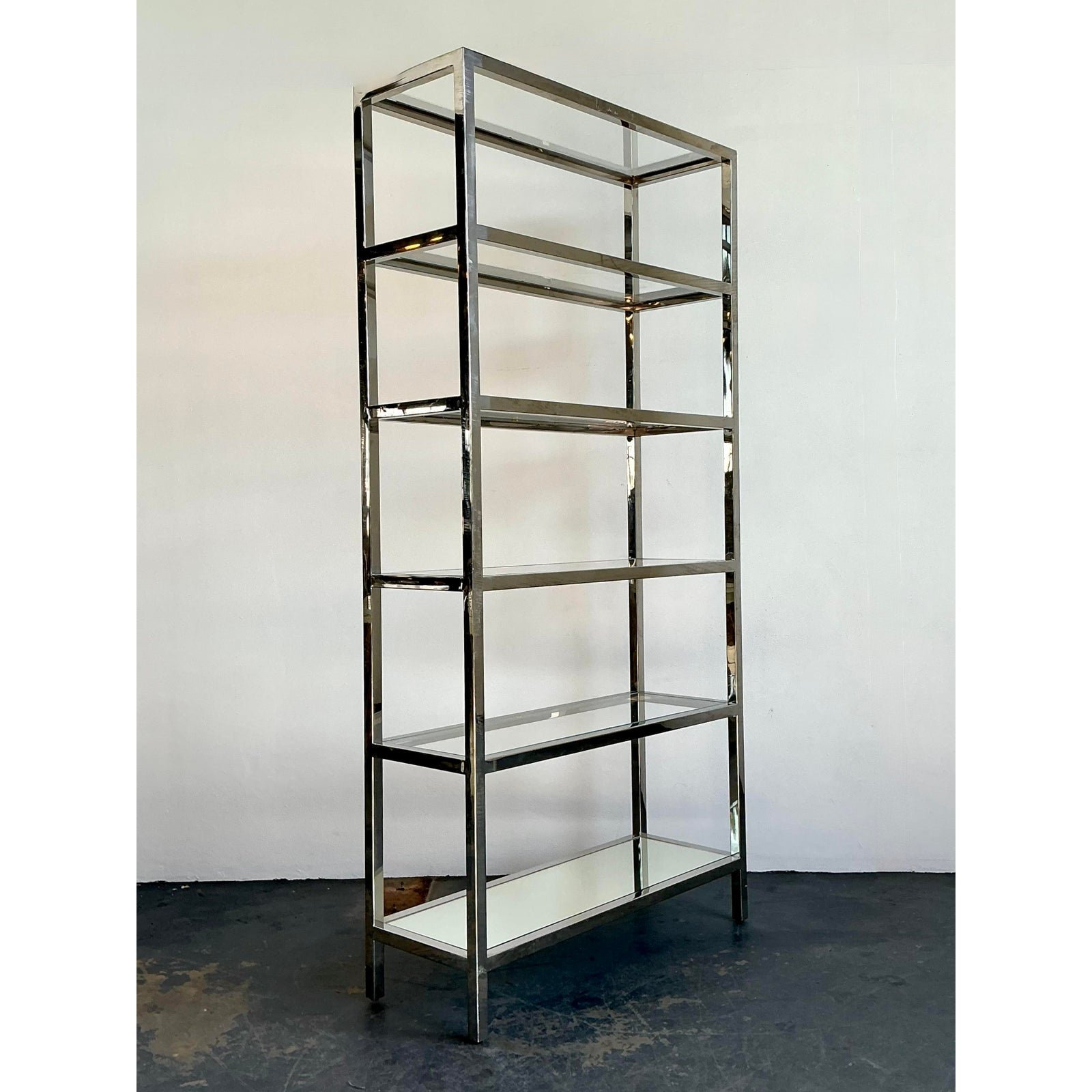Vintage Chrome and Glass Etagere - Back view