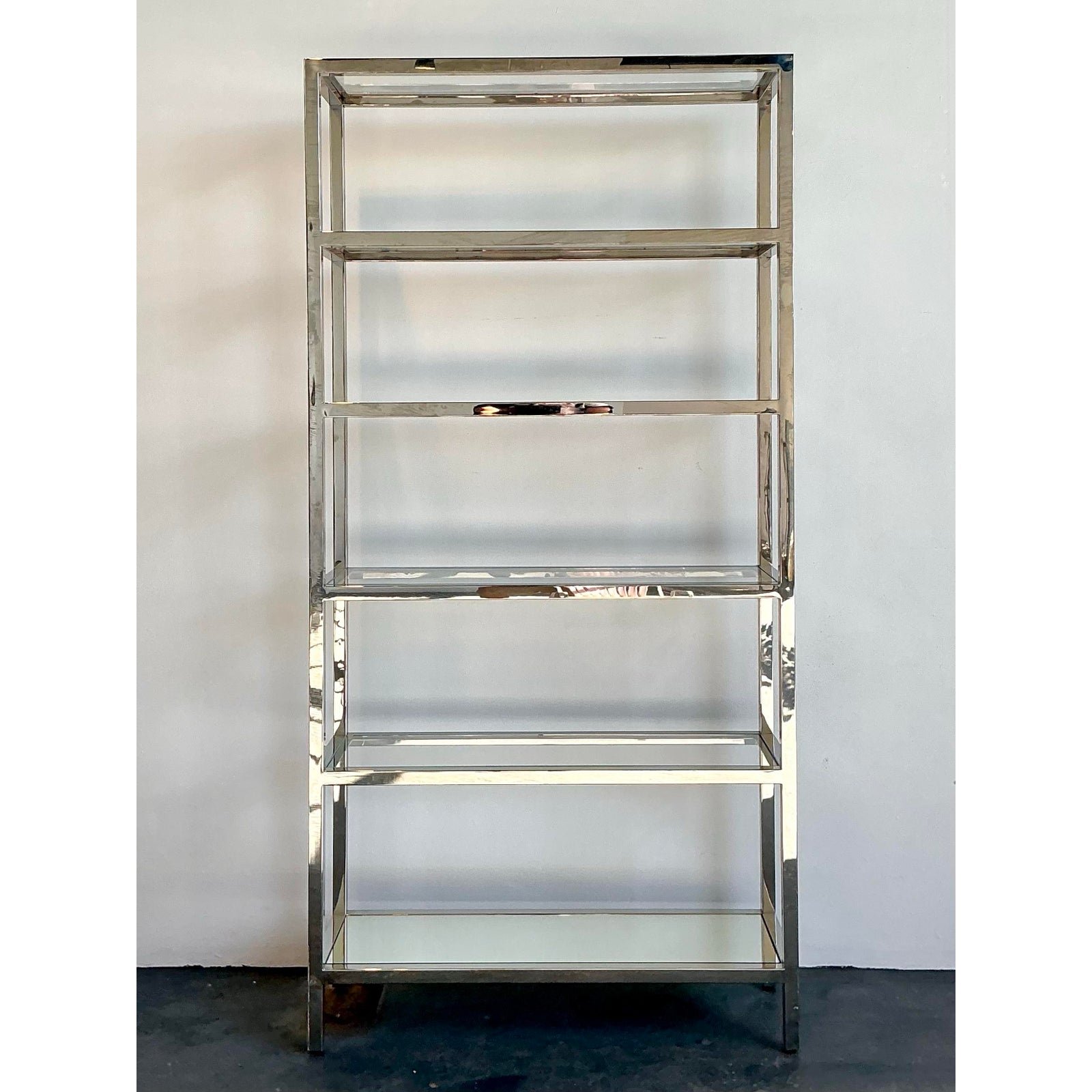 Vintage Chrome and Glass Etagere - Detail view