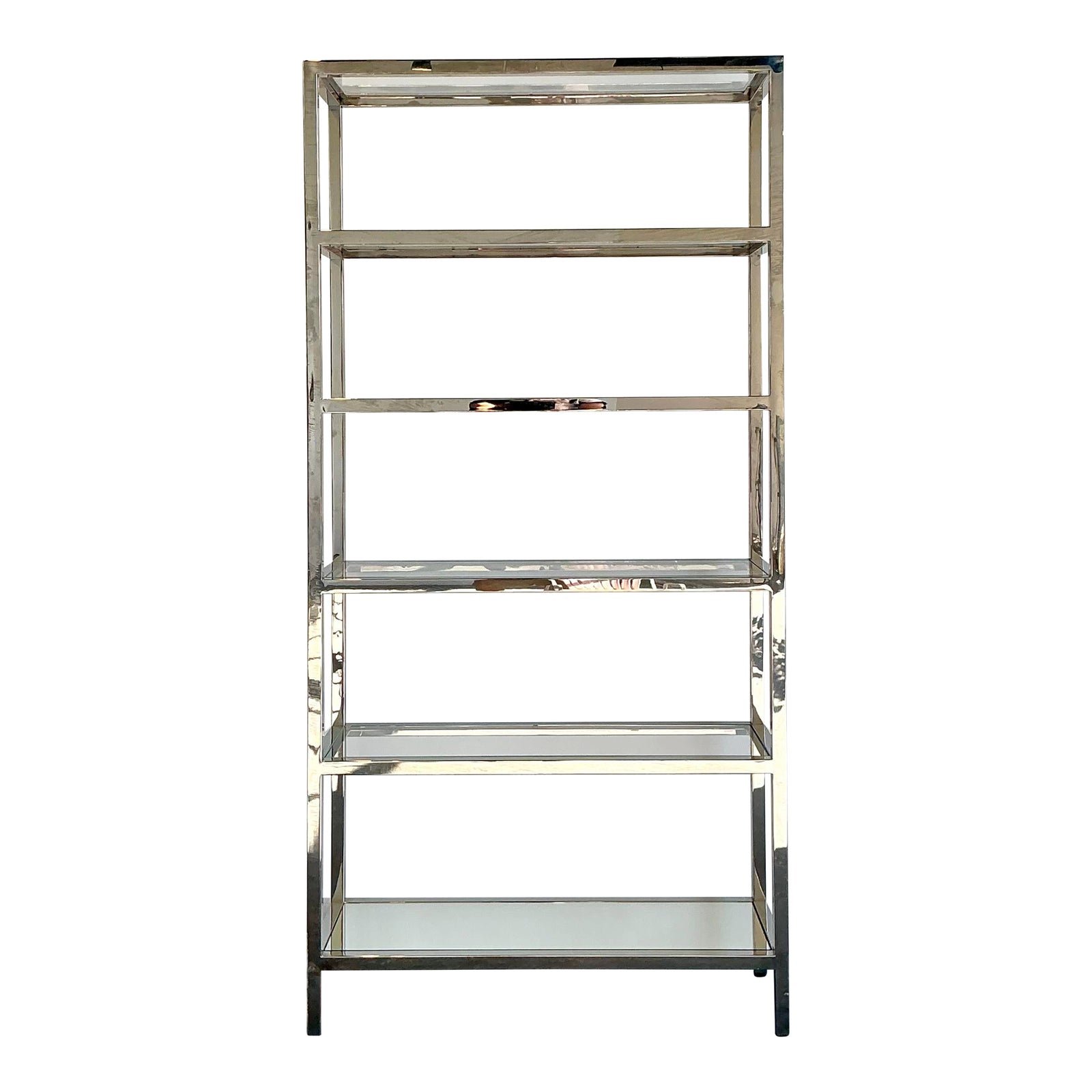Vintage Chrome and Glass Etagere