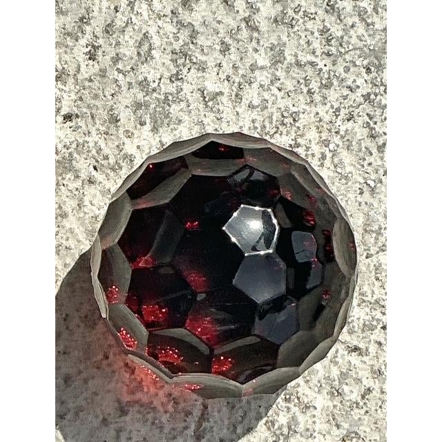 Vintage Regency Faceted Solid Glass Sphere - Back view