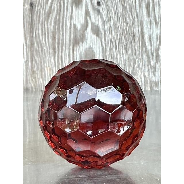 Vintage Regency Faceted Solid Glass Sphere - Detail view