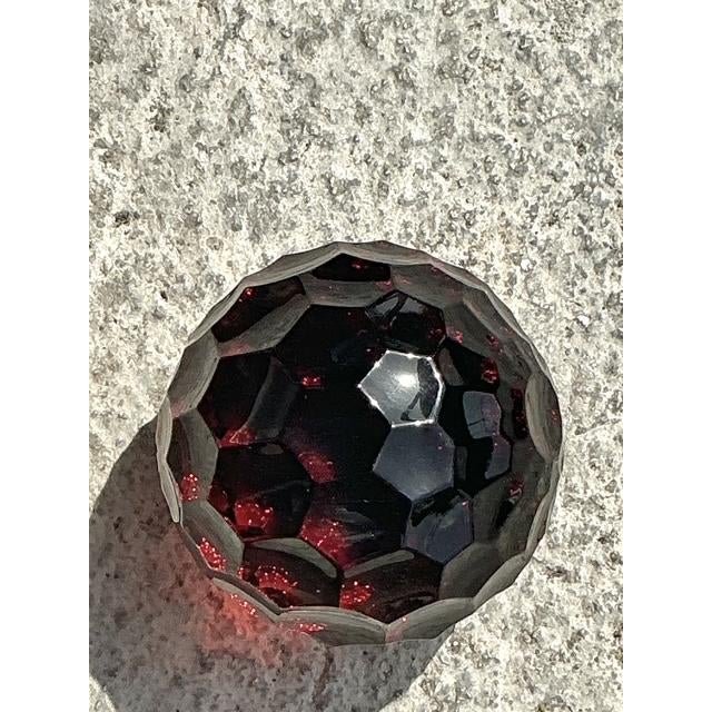 Vintage Regency Faceted Solid Glass Sphere - Top view
