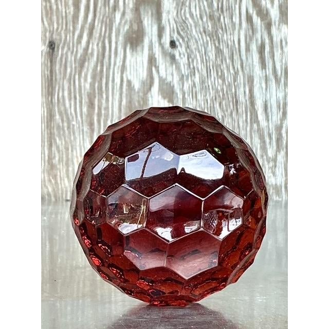 Vintage Regency Faceted Solid Glass Sphere - Side view