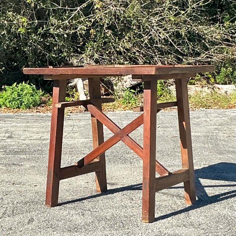 Early 20th Century Vintage Boho Primitive Side Table - Detail view