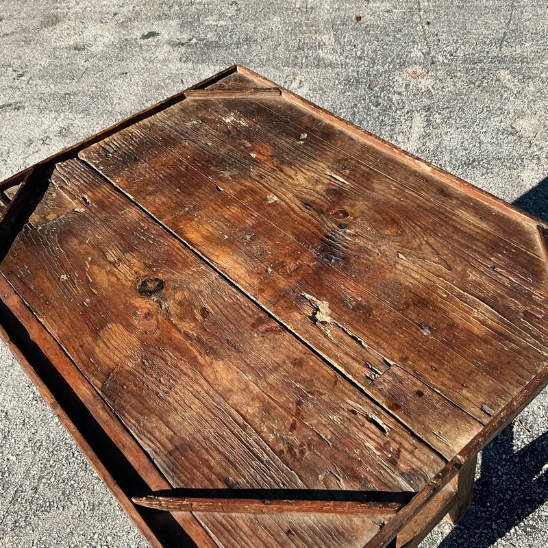 Early 20th Century Vintage Boho Primitive Side Table - Top view