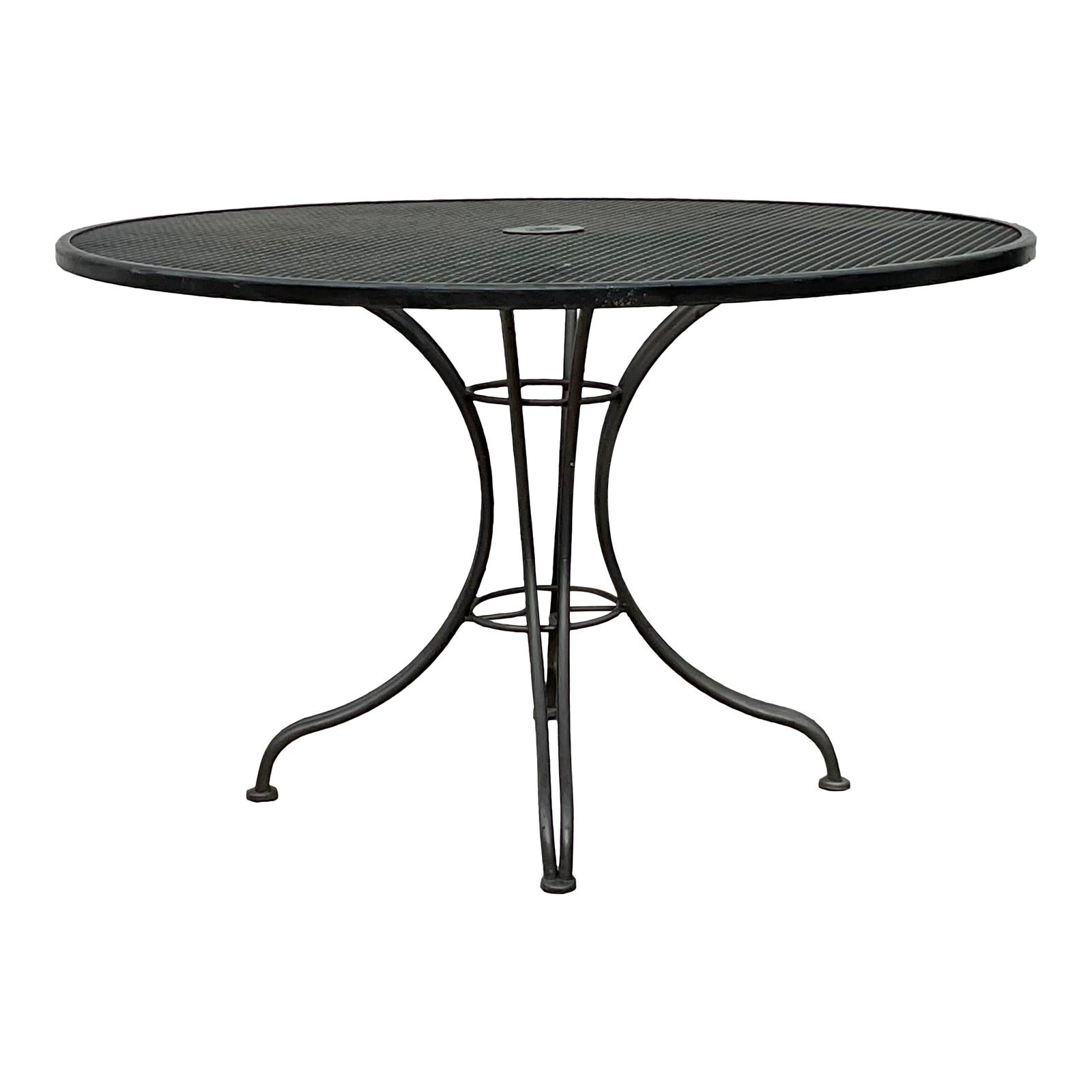 Mid 20th Century Black Wrought Iron Dining Table After Russell Woodard