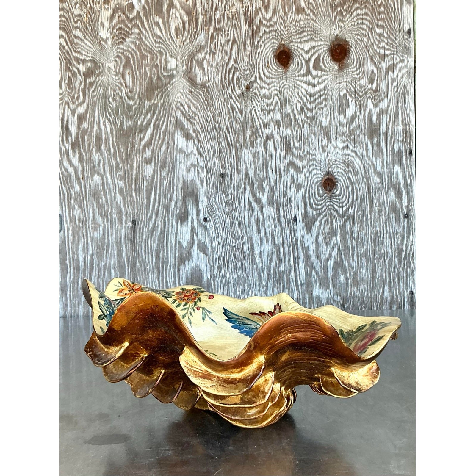 Vintage Regency Hand Painted Faux Clam Shell - Top view