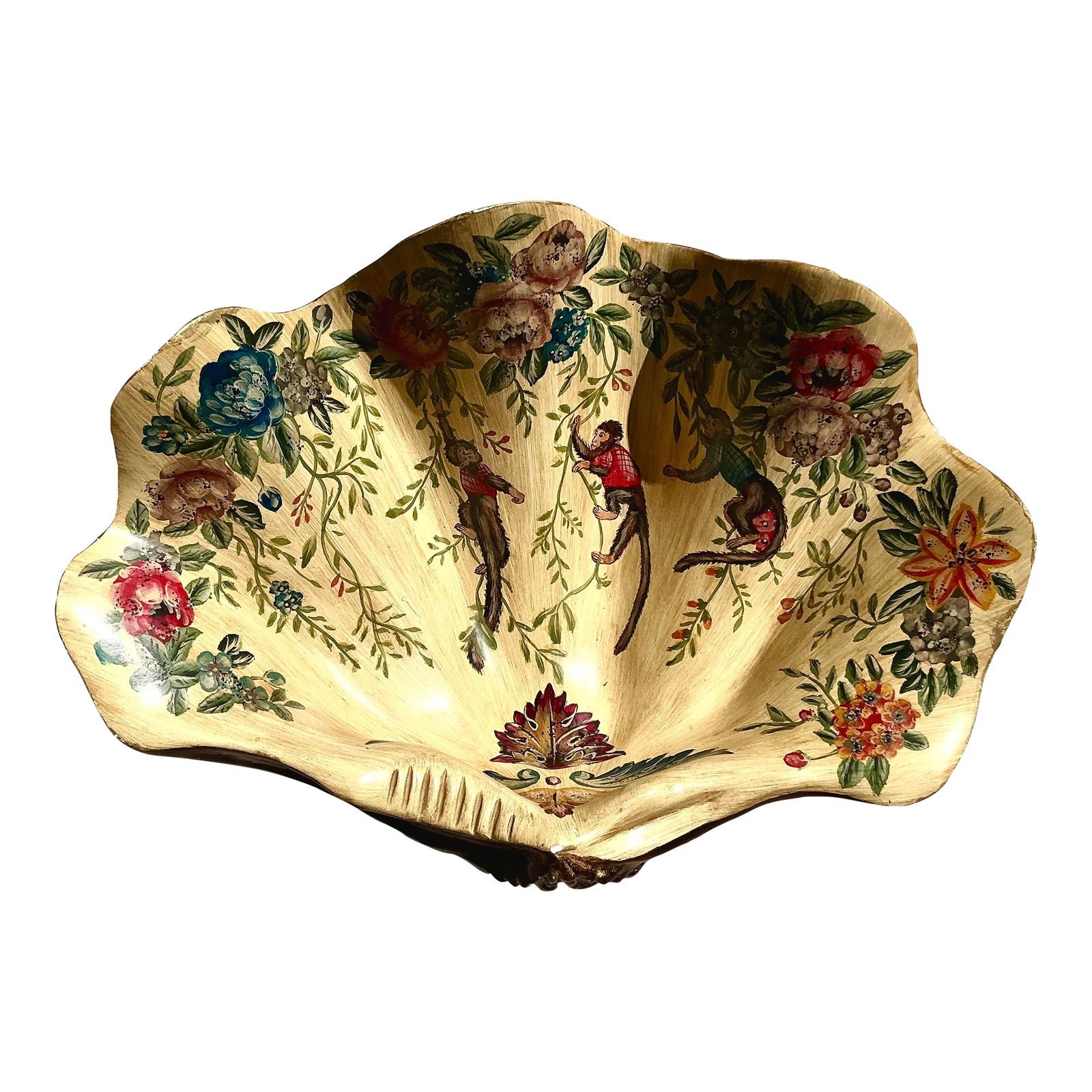 Vintage Regency Hand Painted Faux Clam Shell