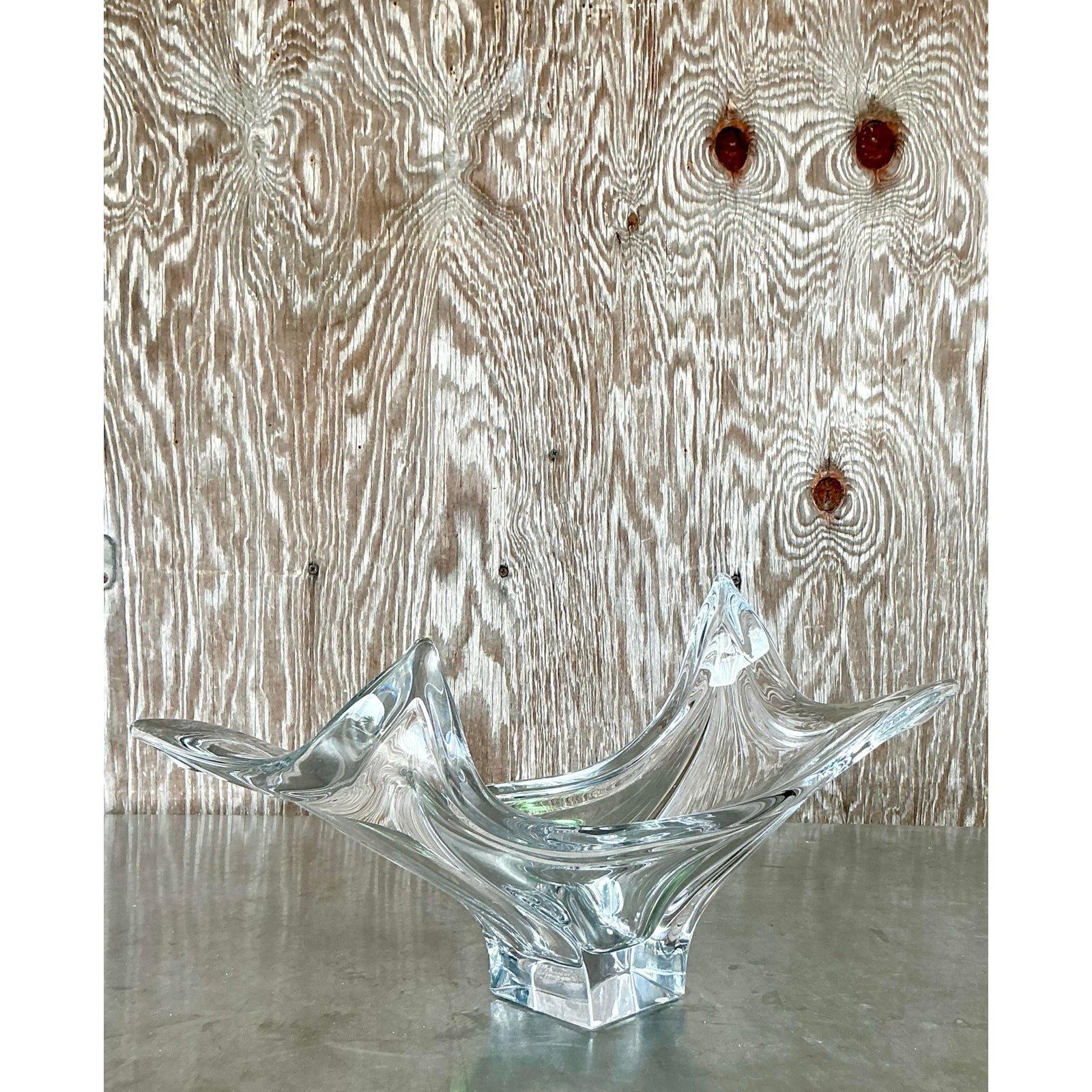 Vintage Boho Cofrac Art Ferrier Crystal Bowl - Detail view