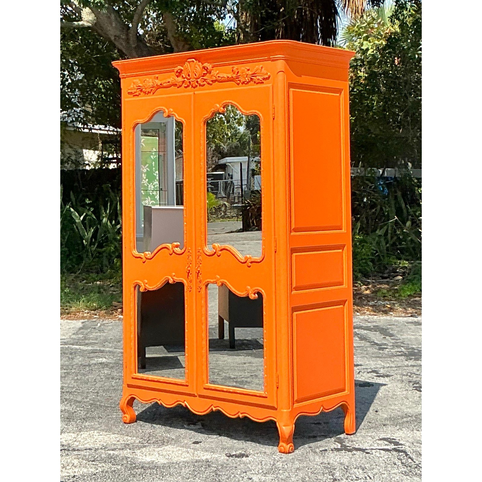 Vintage Regency Lacquered Armoire - Side view