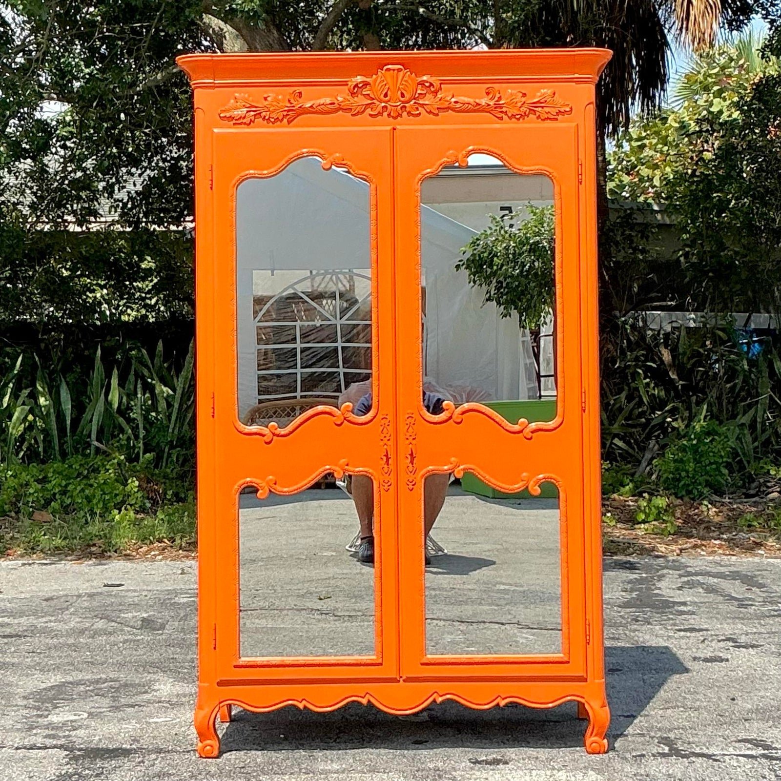 Vintage Regency Lacquered Armoire - Back view