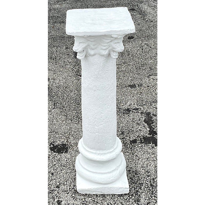 Vintage Boho Lions Head Cast Cement Column - Detail view