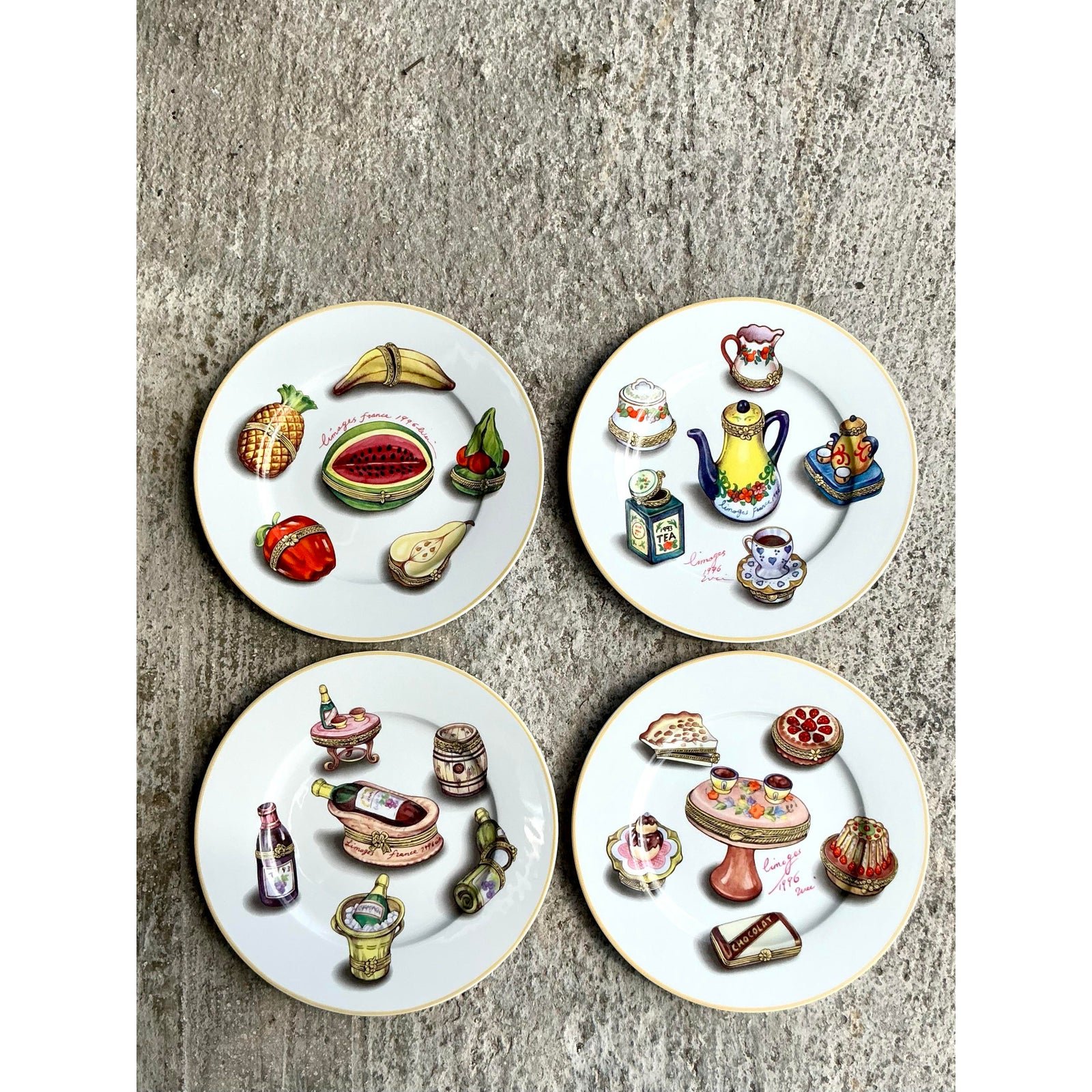 Vintage Regency Limoges Porcelain Dinner Plates - Set of 4 - Back view